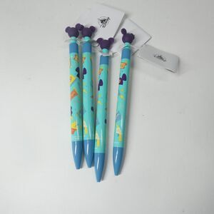 4 Disney Parks Autograph Pens Blue w/ Mouse Ear Toppers NWT